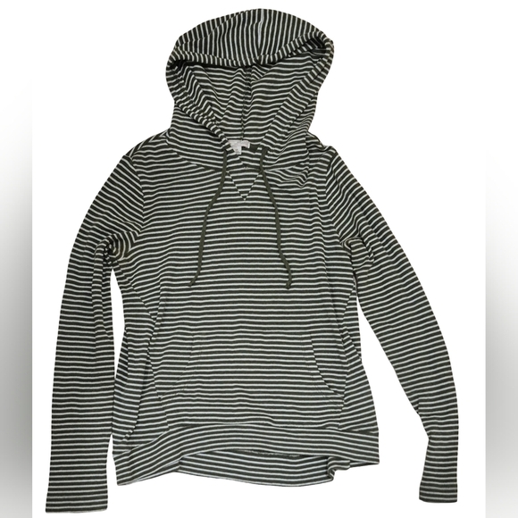 GAP White and Green Hooded Sweatshirt with Stripes - Picture 1 of 6